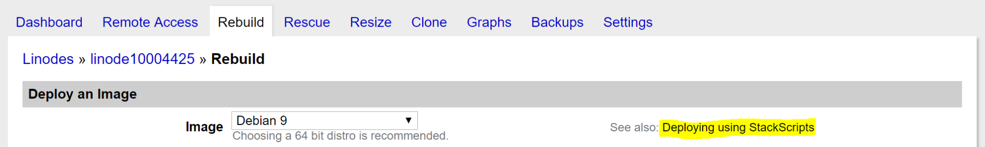 Deploy using StackScripts