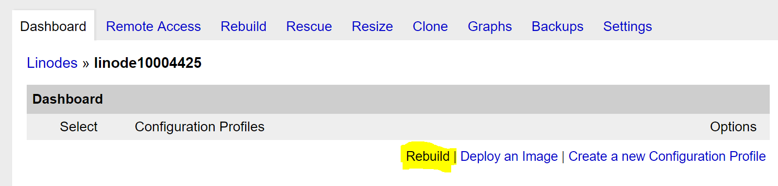 Rebuild the Linode