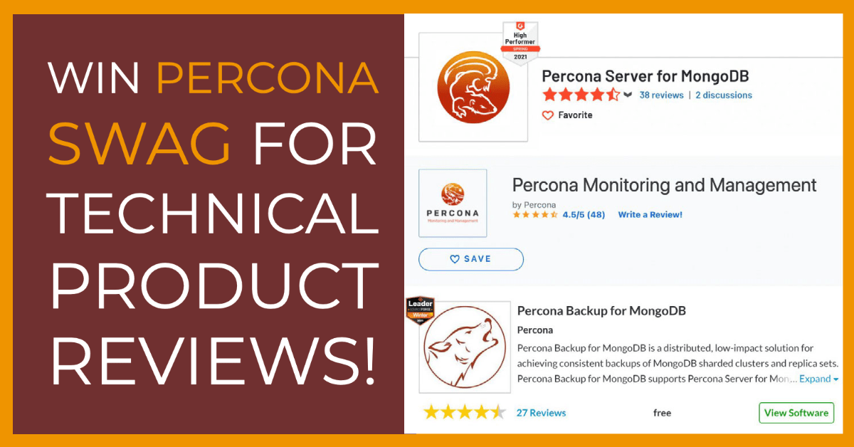 Win Percona Swag for Technical Product Reviews!