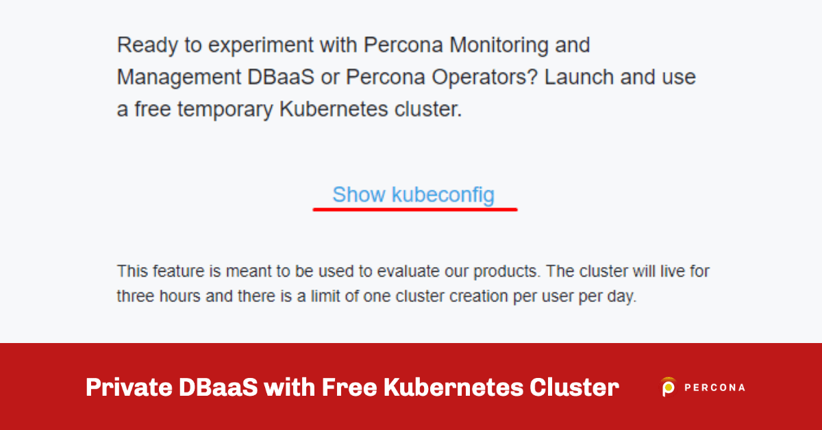 Private DBaaS with Free Kubernetes Cluster