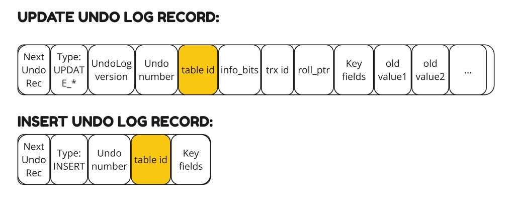 Undo log records format