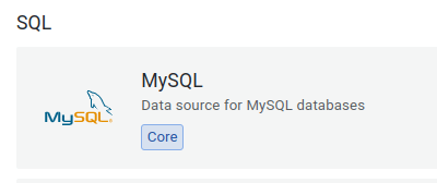 MySQL item in data sources list