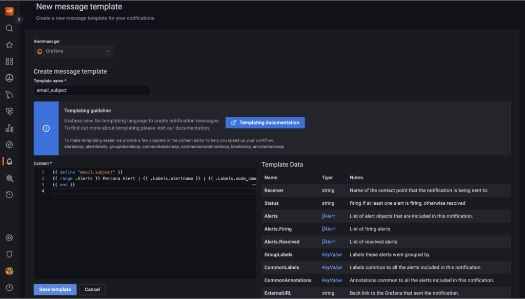 Customizing the "Subject" section of alert notification in PMM