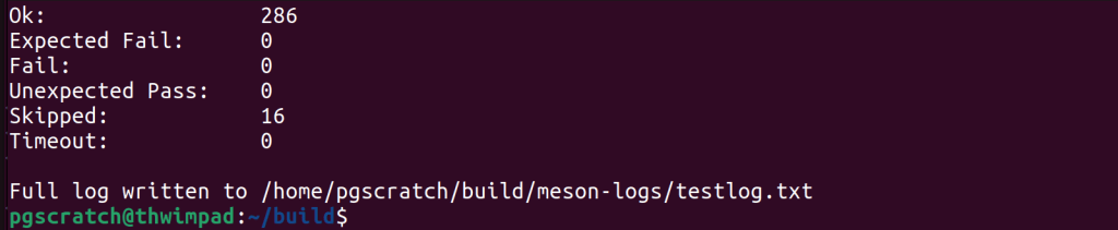 Successful output from ninja test