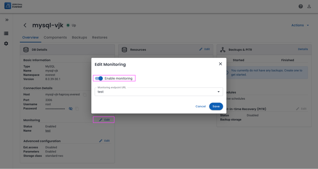 Percona Everest - Enable Monitoring