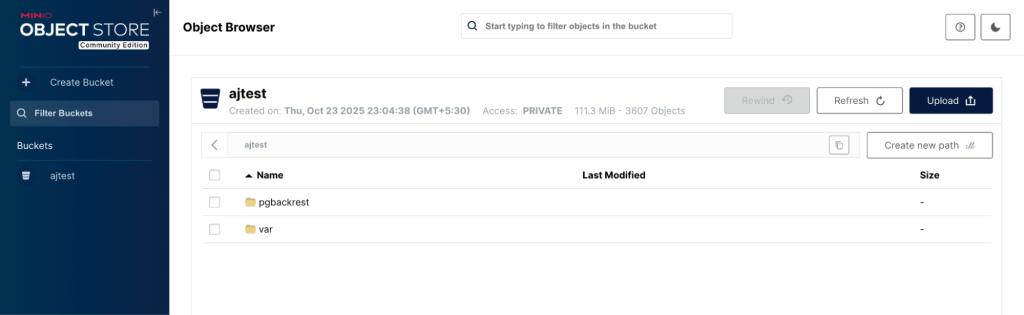 pgbackrest MinIO repository