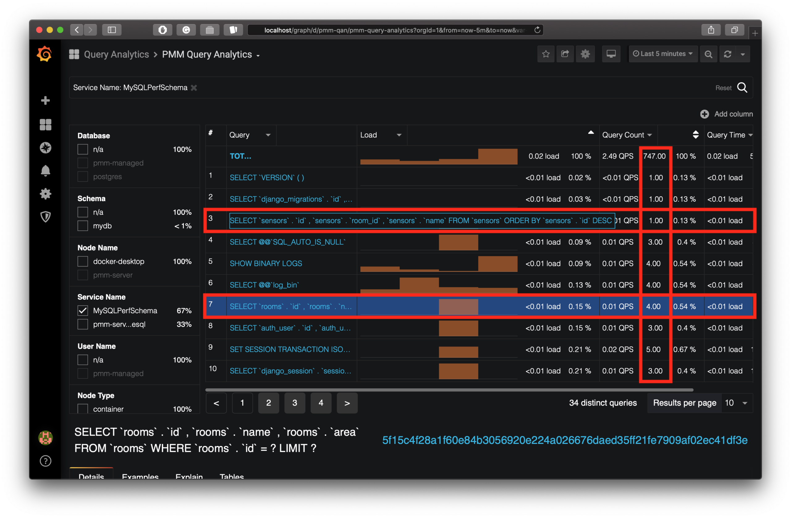 Query Analytics Dashboard Percona Monitoring and Management