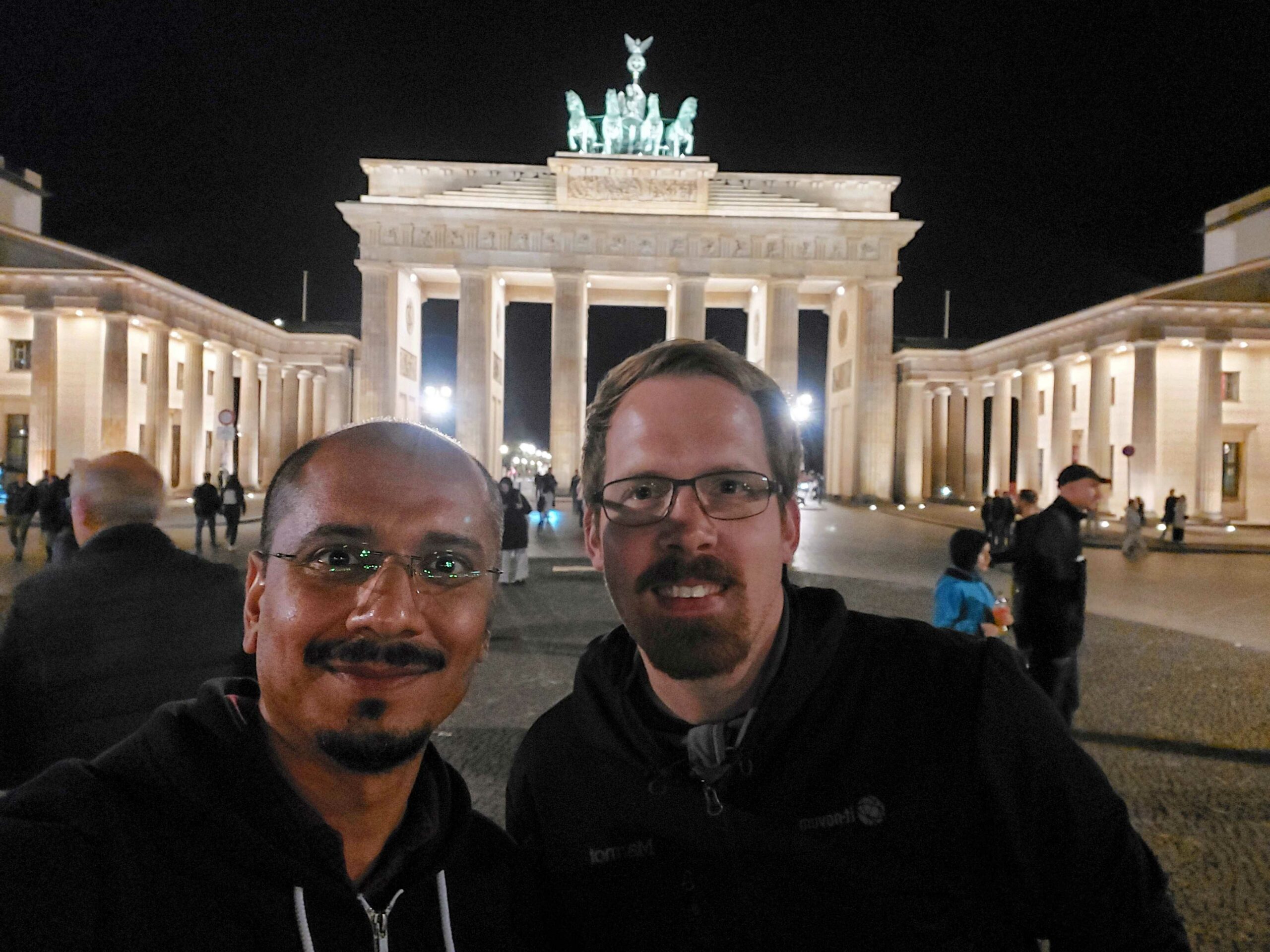 Umair and Kai in front of the Berlin Gate