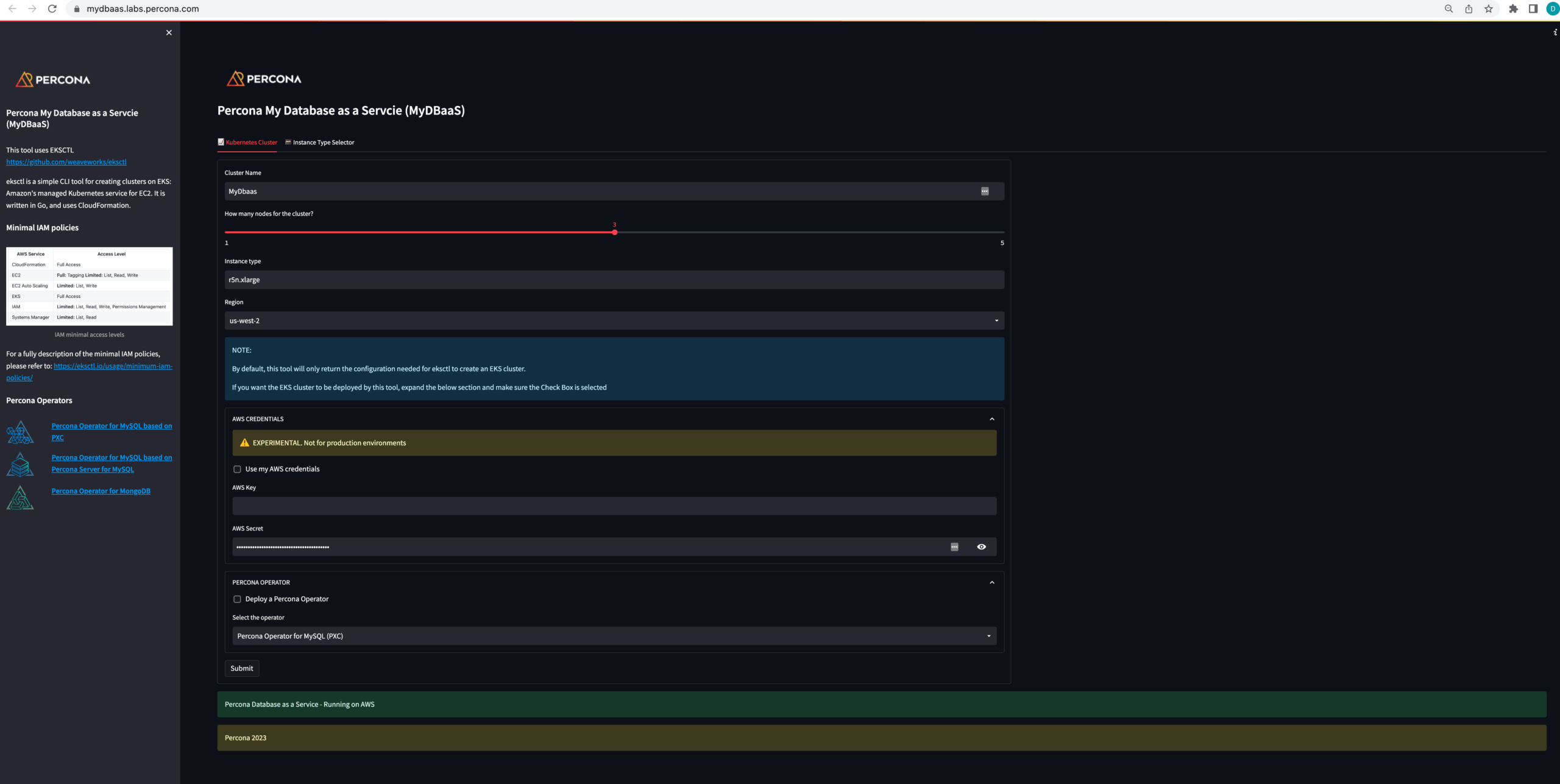percona My Database as a Service