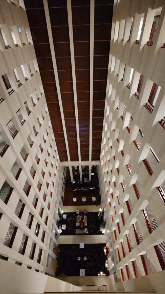 View inside the hotel from the 9th floor down to the first floor