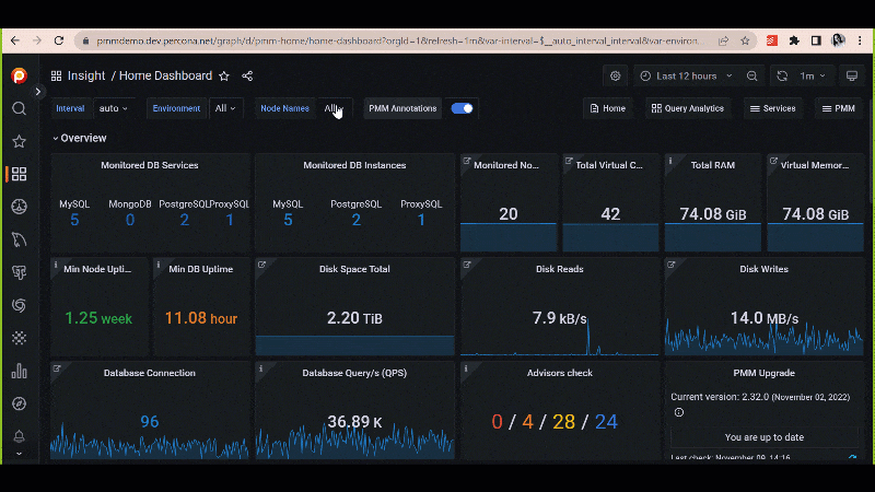 PMM Home Dashboard_home_select multiple nodes