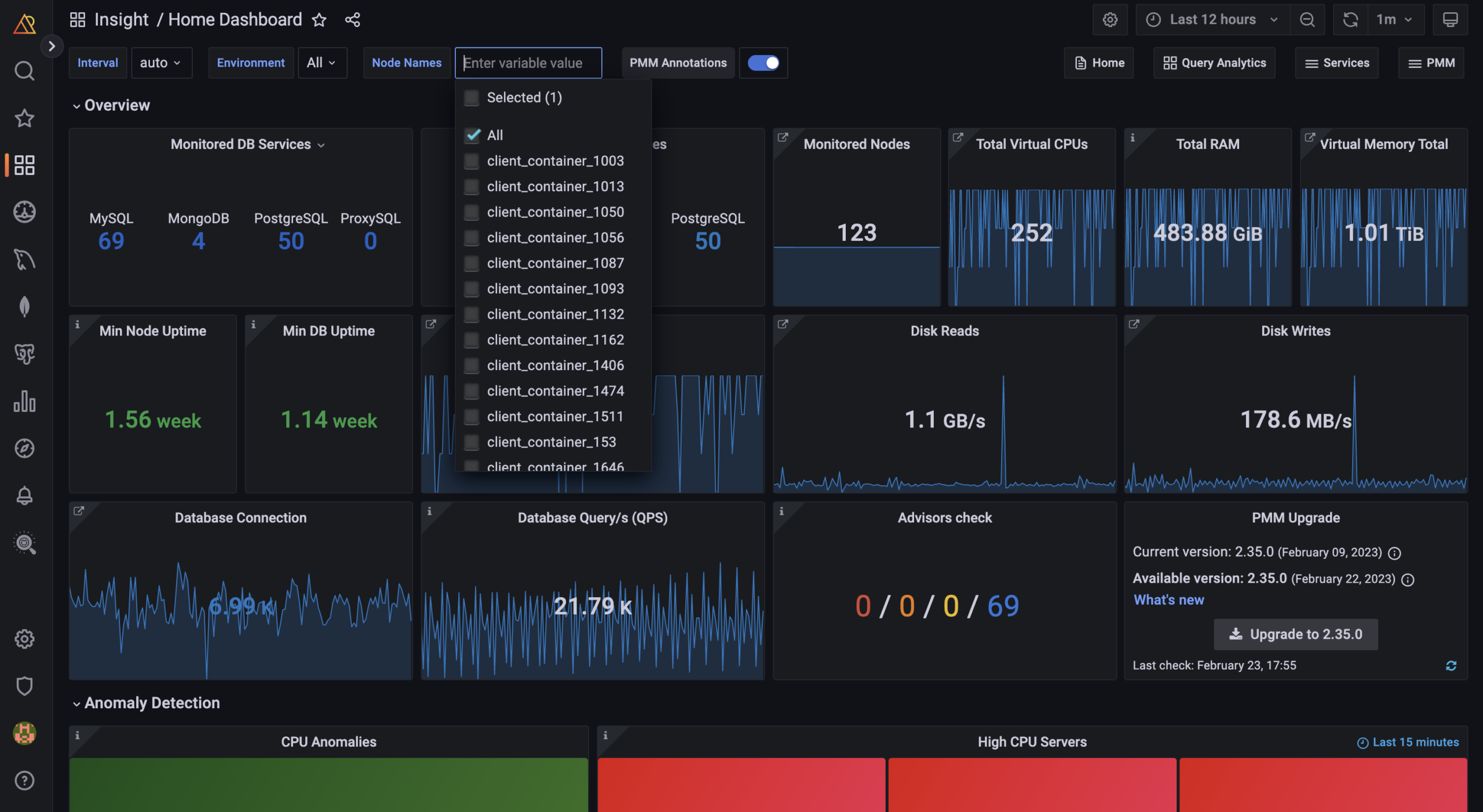 PMM, monitoring big scale environment