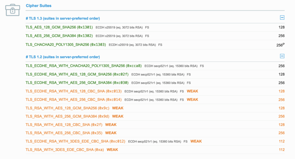 Proxy configuration - weak ciphers
