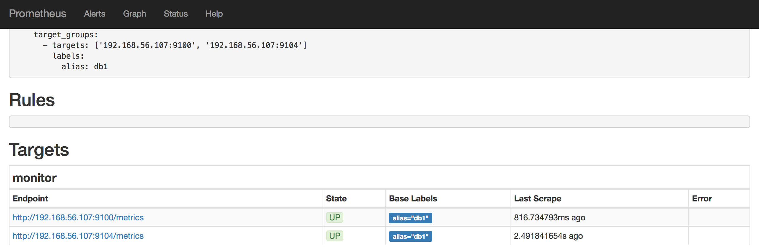 Prometheus status page