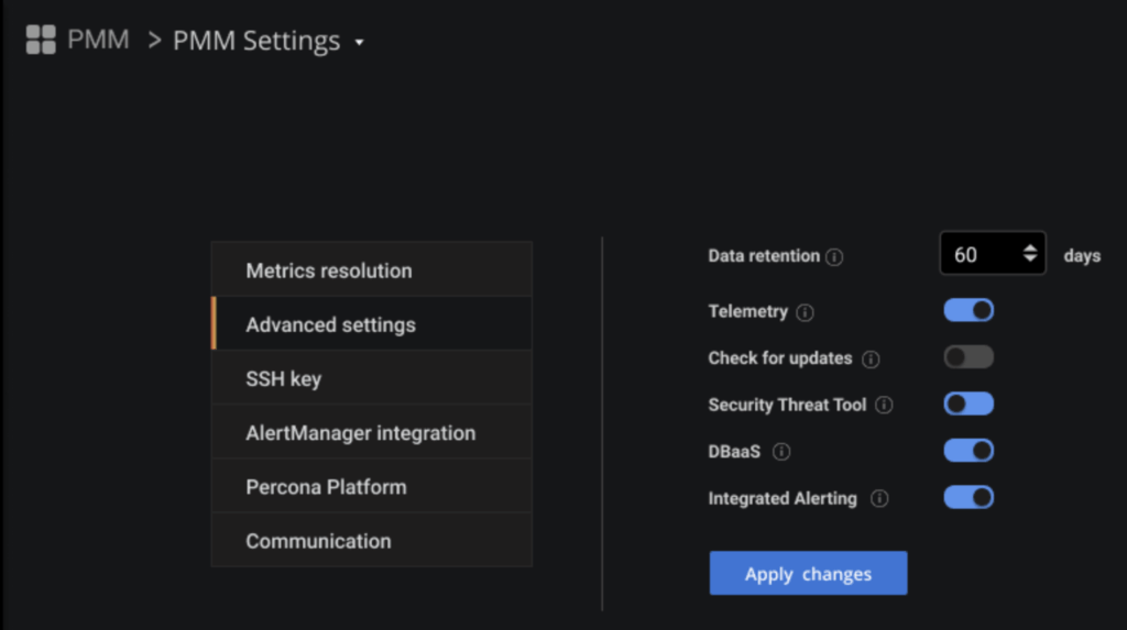 Percona Monitoring and Management Settings