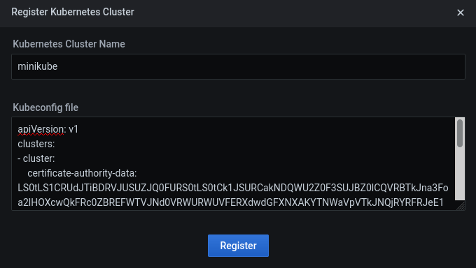 DBaaS Register k8s Cluster