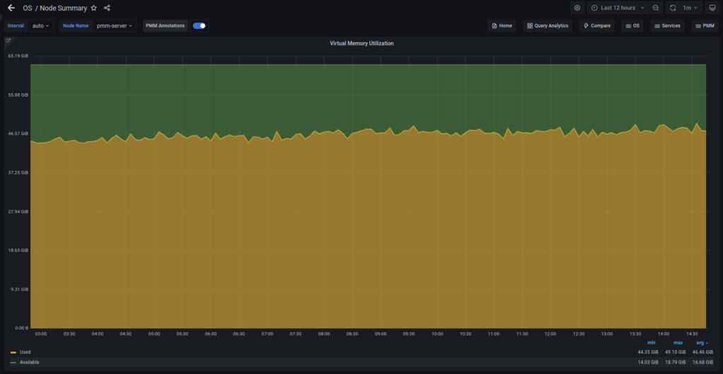 Memory Utilization for PMM Server Host System