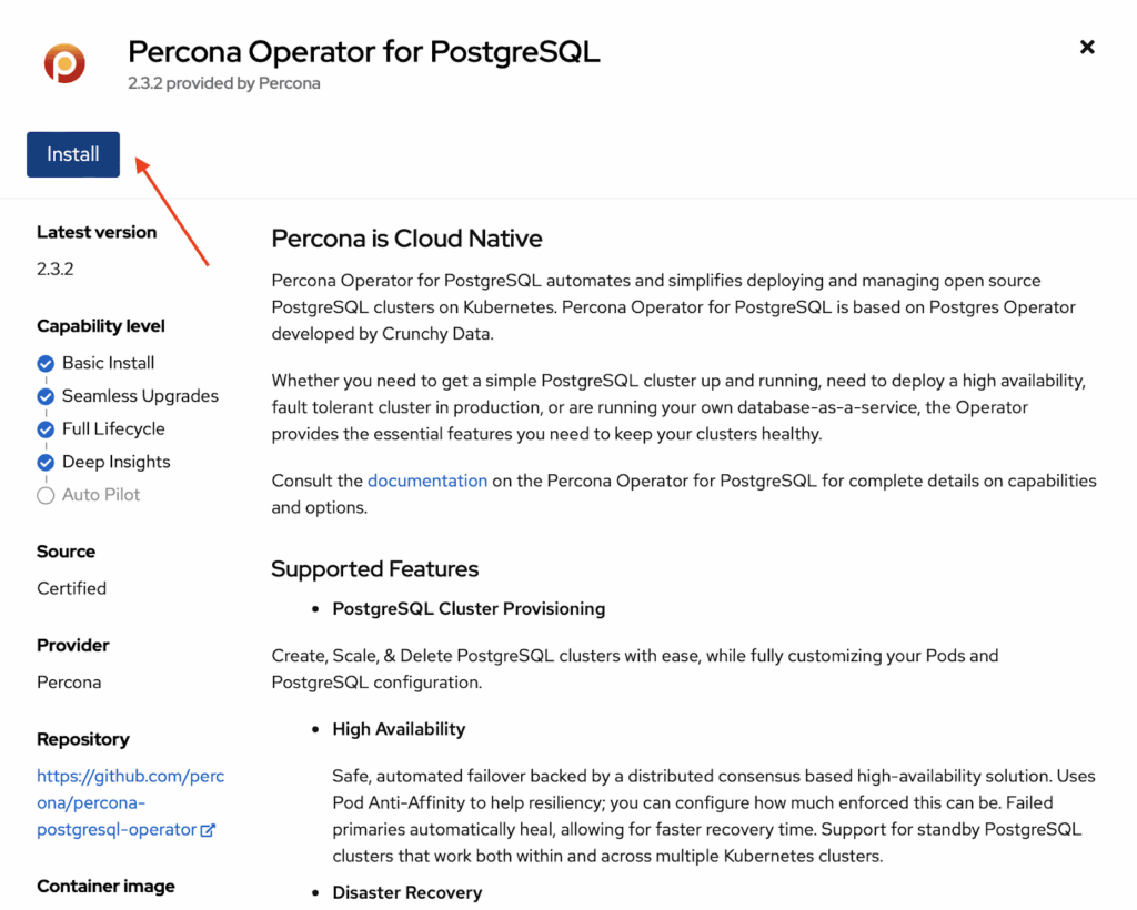 Percona Operator for PostgreSQL