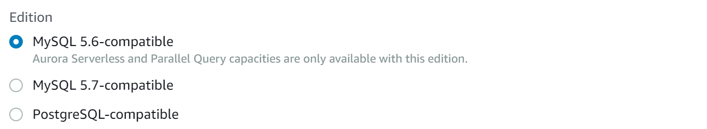choose MySQL version on Aurora