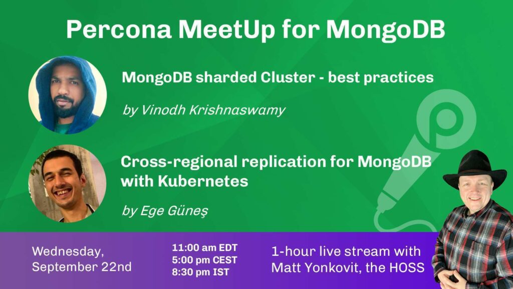  Community MeetUp for MongoDB, Sept 22nd, 2021
