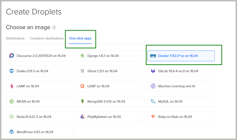 Create Droplet on DigitalOcean