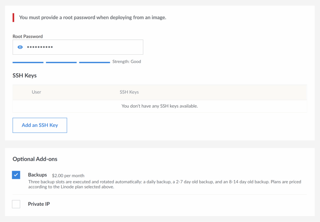 Linode Root Password
