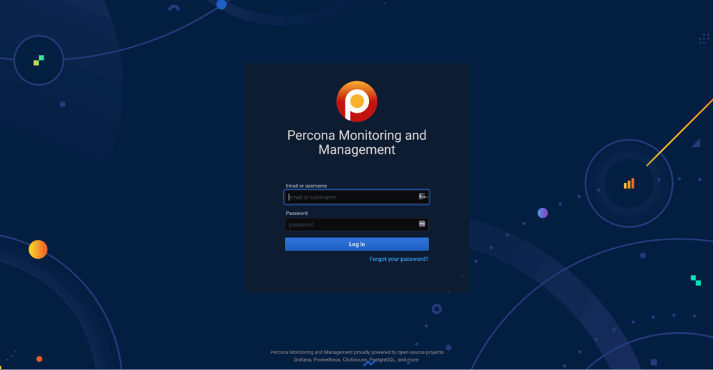 log in to Percona Monitoring and Management