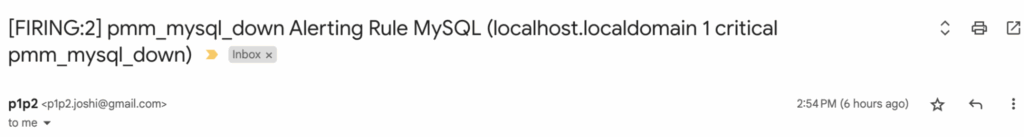 Subject" section of a PMM alert notification