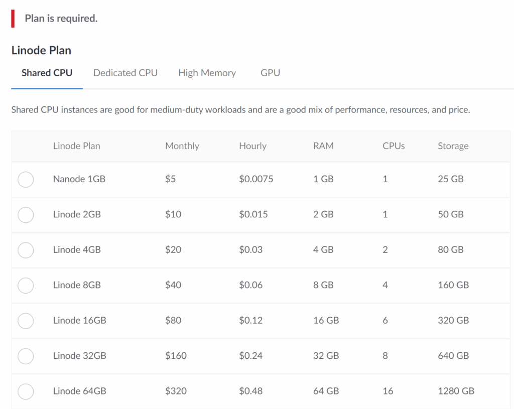 PMM Linode instance type