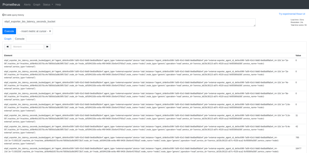 prometheus dashboard showing newly-added ebpf metrics