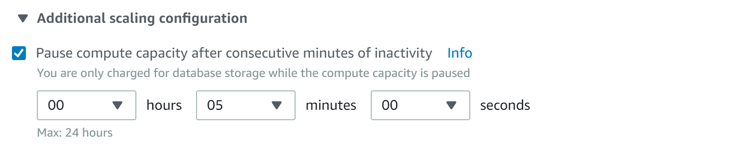 pause capacity on Amazon Aurora