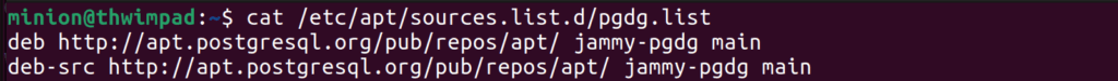 Contents of /etc/apt/sources.list.d/pgdg.list