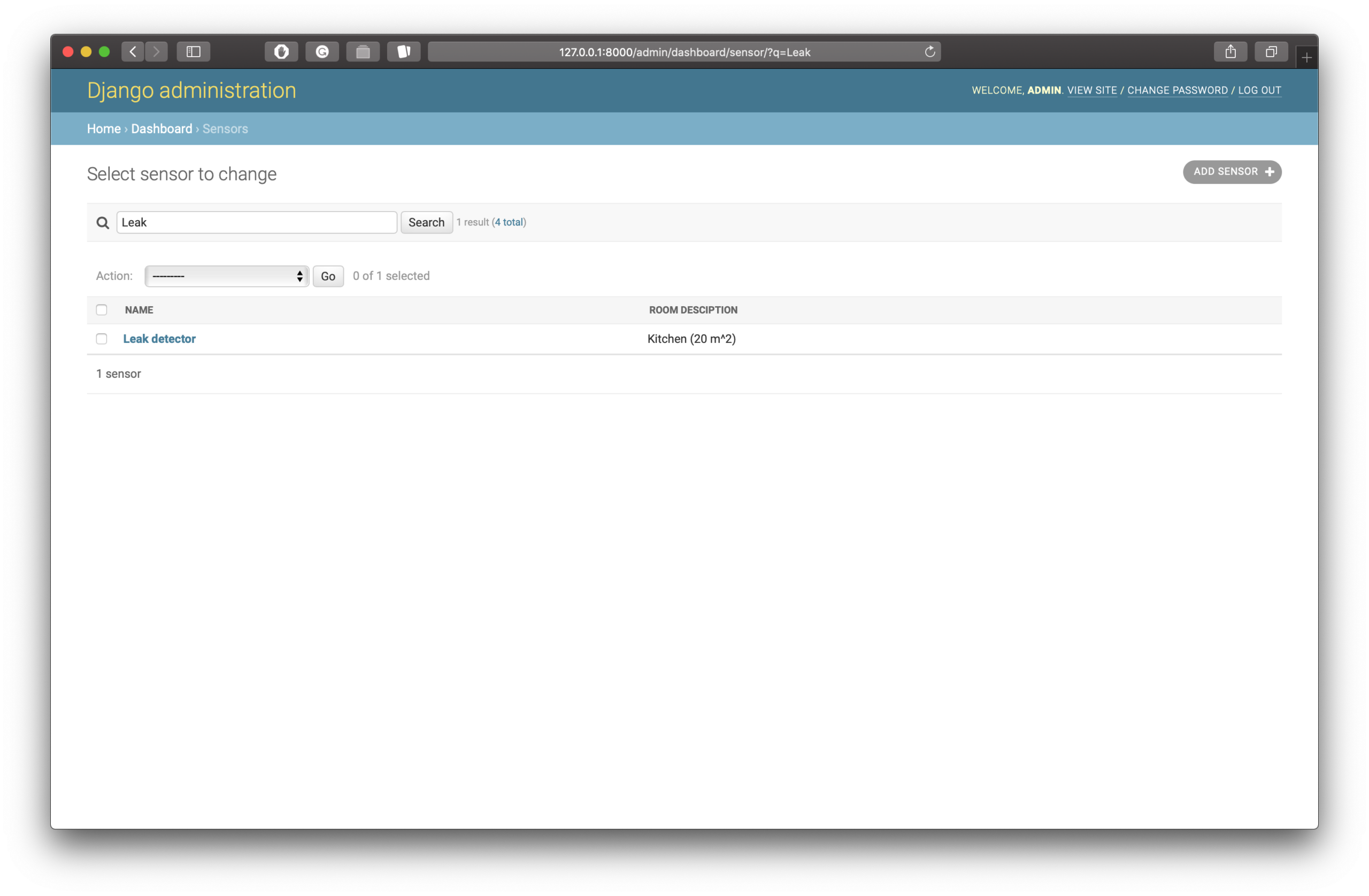 Filtered list of sensors